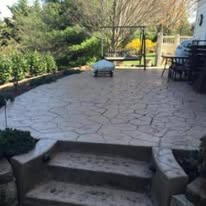 Stamped concrete patio with decorative steps