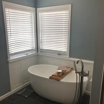 Bathroom with freestanding soaking tub